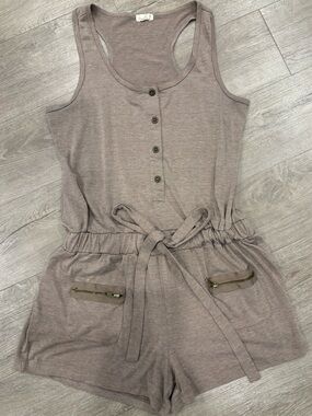 Mine Taupe Sleeveless Romper with Drawstring